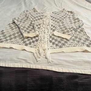 Ruby Rd. Gray and Cream Cardigan Sweater